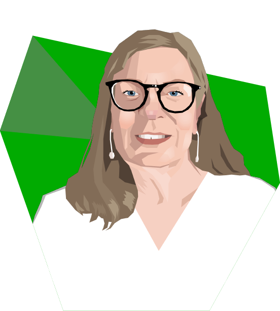 Illustrated portrait of Kathy McCoy at Syndio