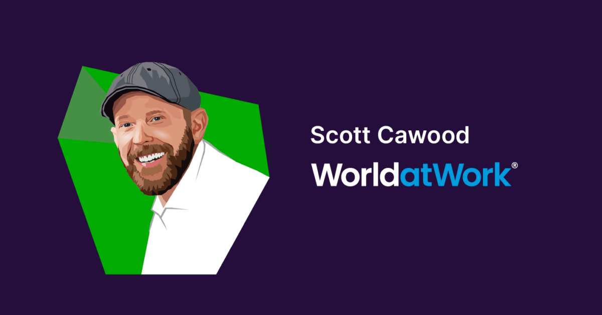Illustrated portrait of Scott Cawood of WorldatWork, guest author for Syndio