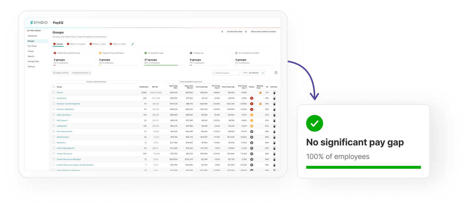 Syndio's PayEQ Pay Gap Reporting by Groups