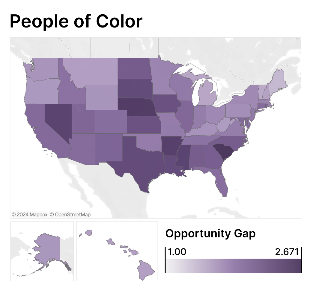 Opportunity Gap by State referencing People of Color