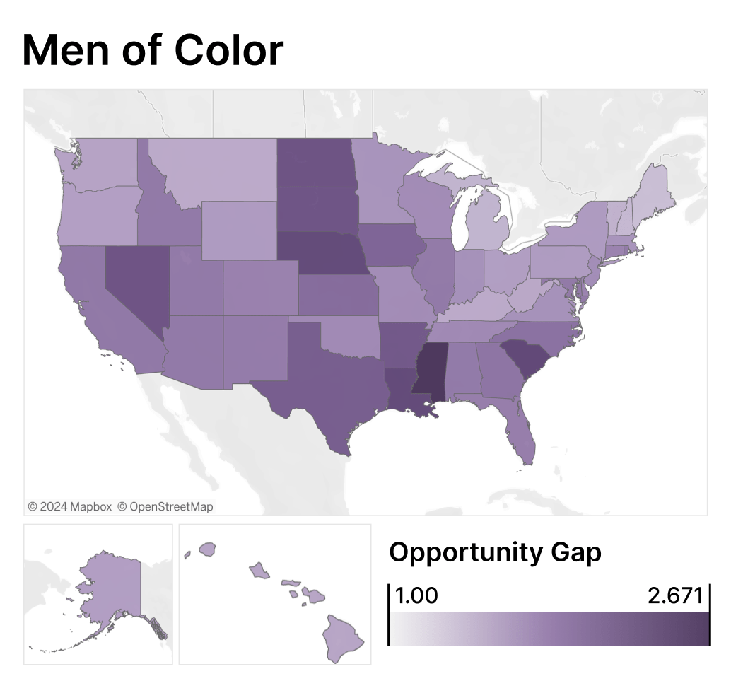 Opportunity Gap by State referencing Men of Color