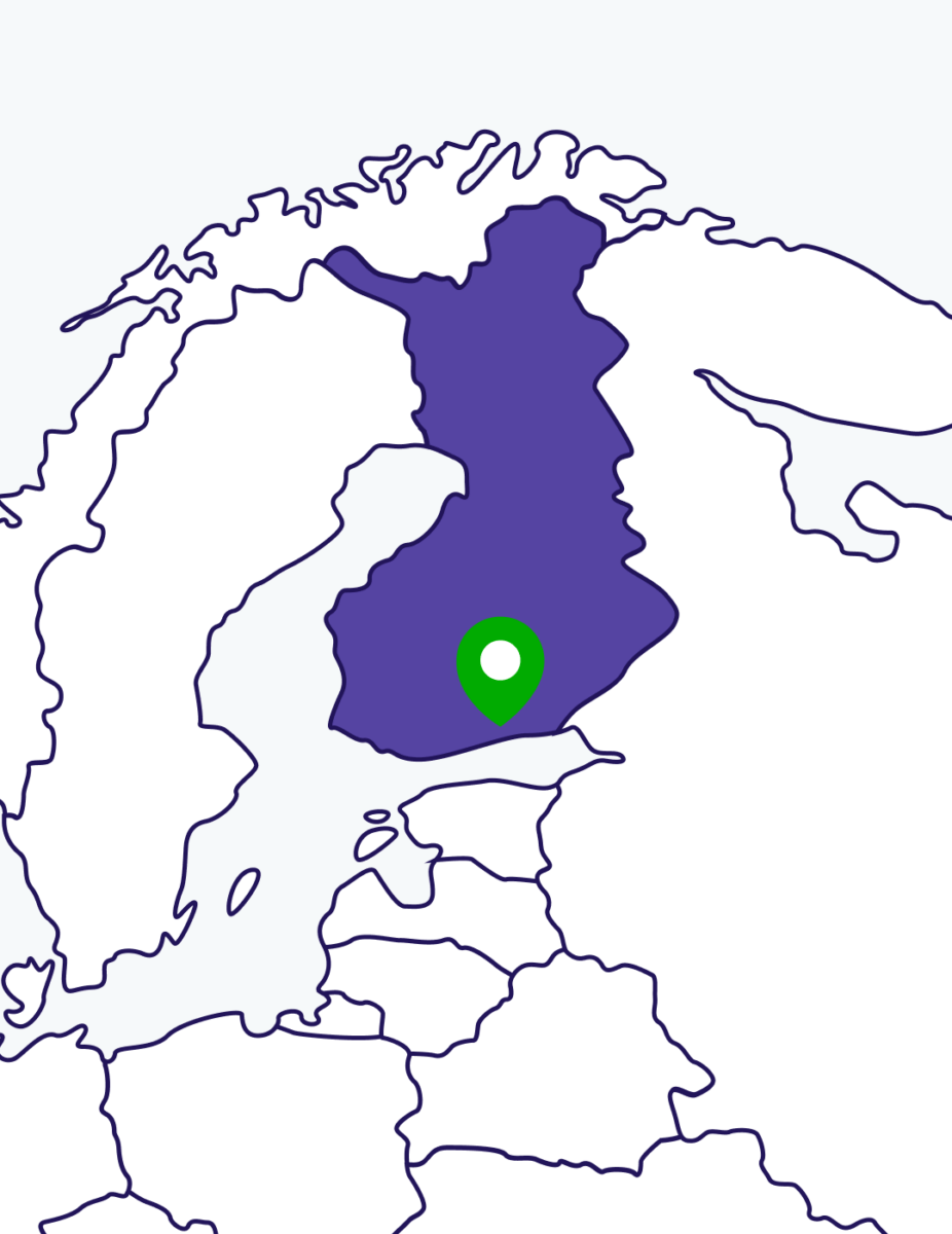 Helsinki pinned on a map
