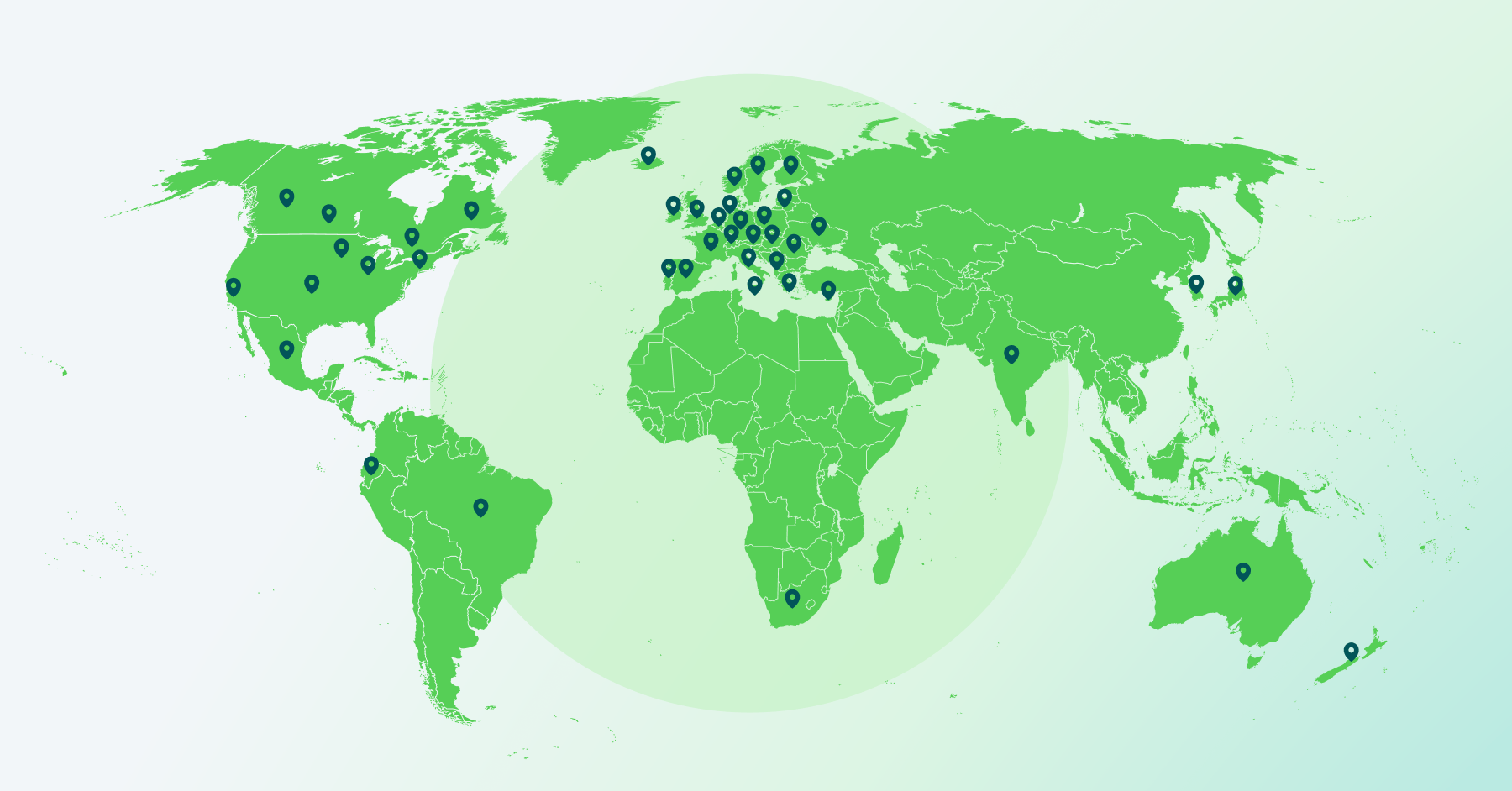 world map for pay gap reporting hub with location pins